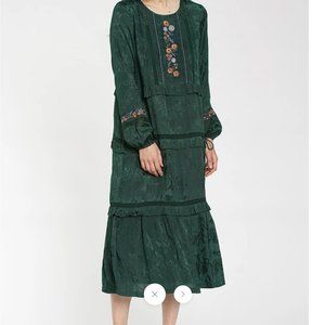 DRA Anthropologie Green Tiered Cedric Dress XS